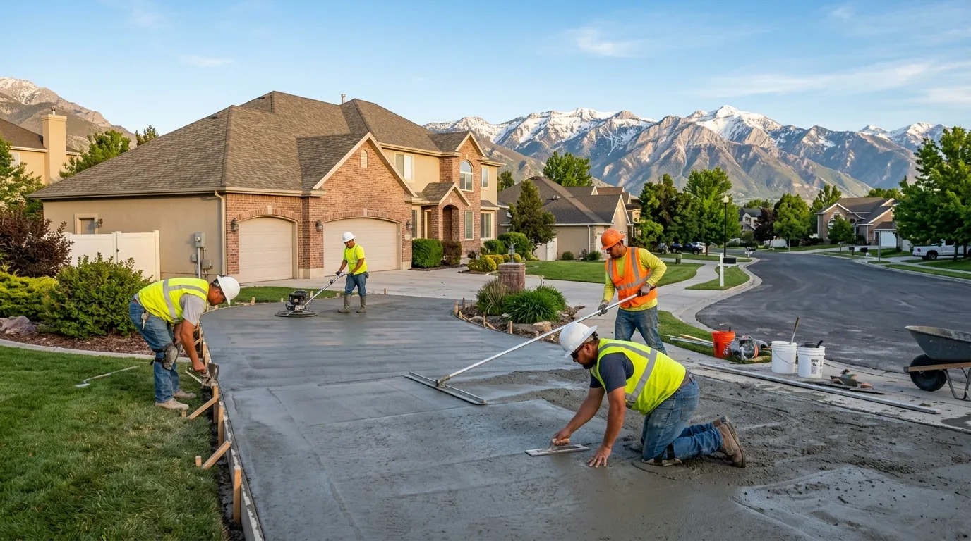 Professional concrete services in Lehi, Utah — driveways, patios, and stamped concrete